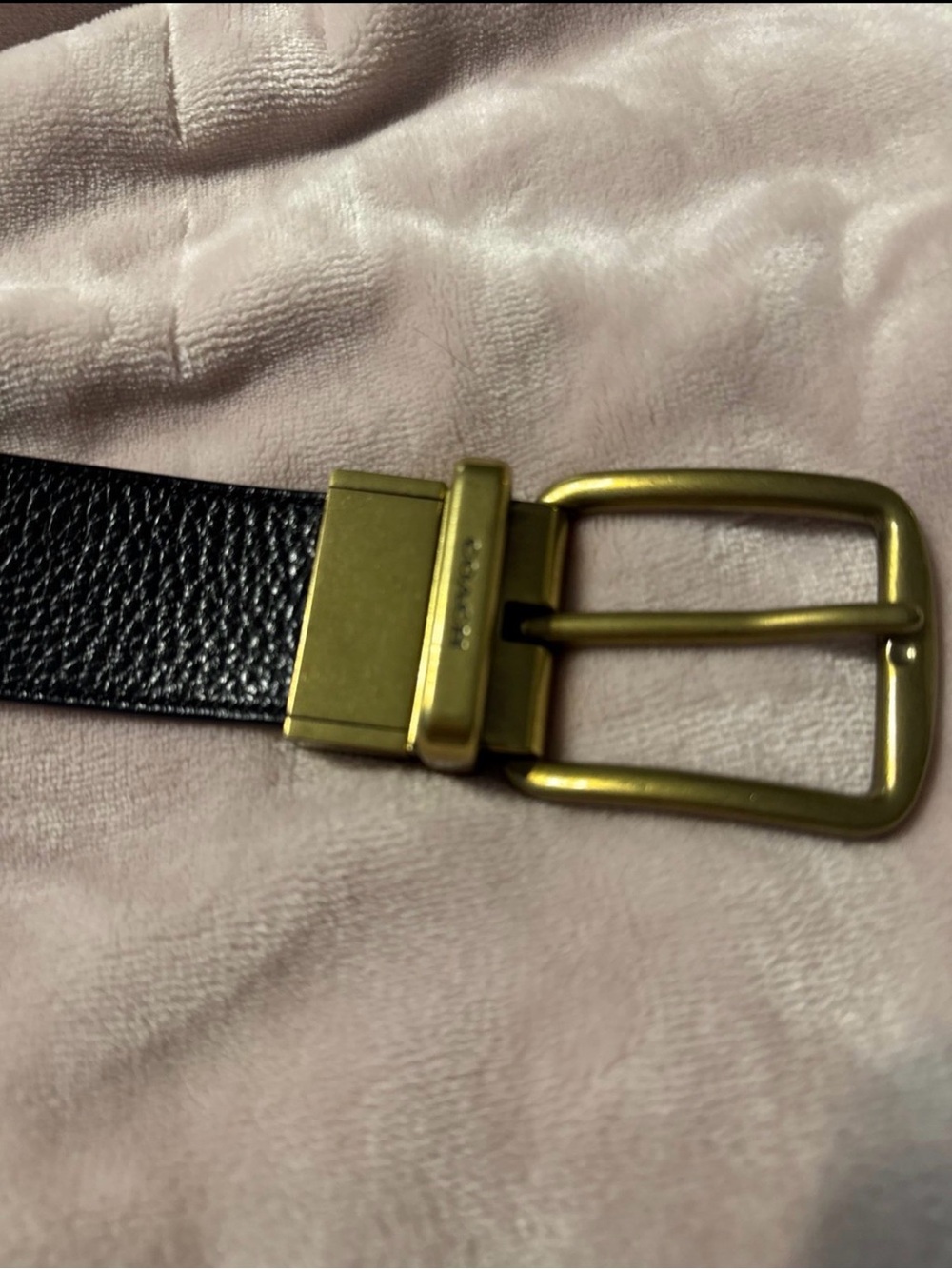 Coach Black Leather Belt with Gold-Tone Buckle